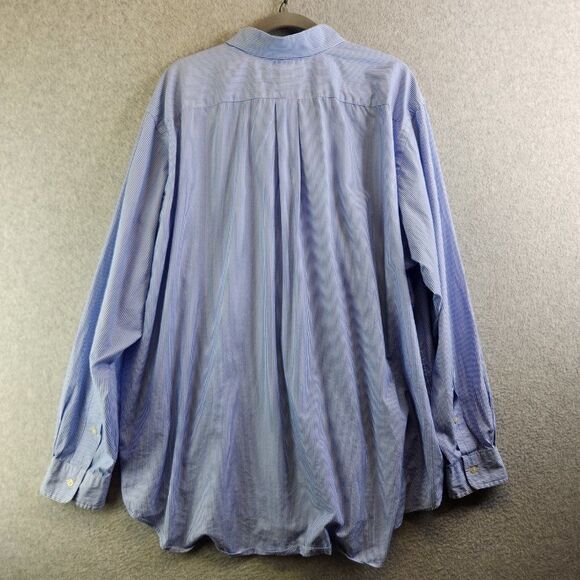 Ralph Lauren Shirt Mens 2XB Blue Striped Cotton Stretch Button Down Nautical - Picture 12 of 13